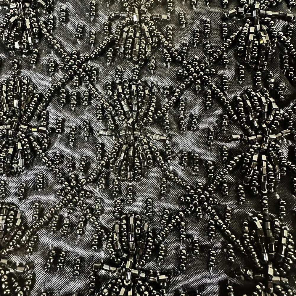 Vintage 1960s Black Beaded Evening Bag‎ Shoulder Elegant Formal